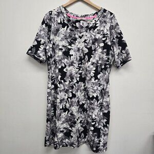 Isaac Mizrahi Live Shirt Stretch Dress Womens L Floral Casual Athleisure